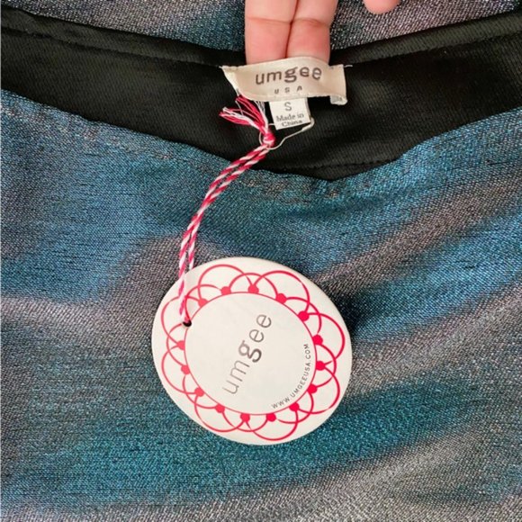 Umgee All That Sparkles High Waist Metallic Lurex Ruffled Skirt Blue Silver New - Picture 11 of 13